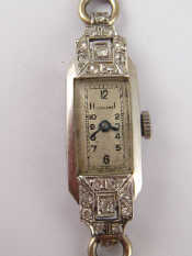 Appraisal: A platinum and diamond Art Deco lady's wrist watch on