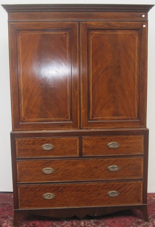 Appraisal: ENGLISH MAHOGANY LINEN PRESS