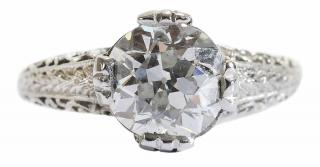 Appraisal: Carat Diamond Ring in filigree platinum mounting round diamond carats