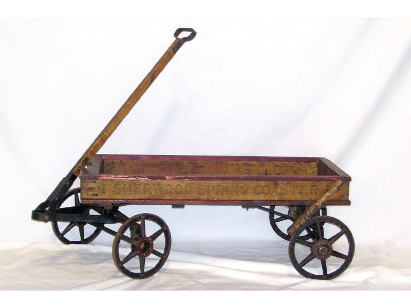 Appraisal: Sherwood Co Wooden Wagon Low sided wooden wagon with stenciling