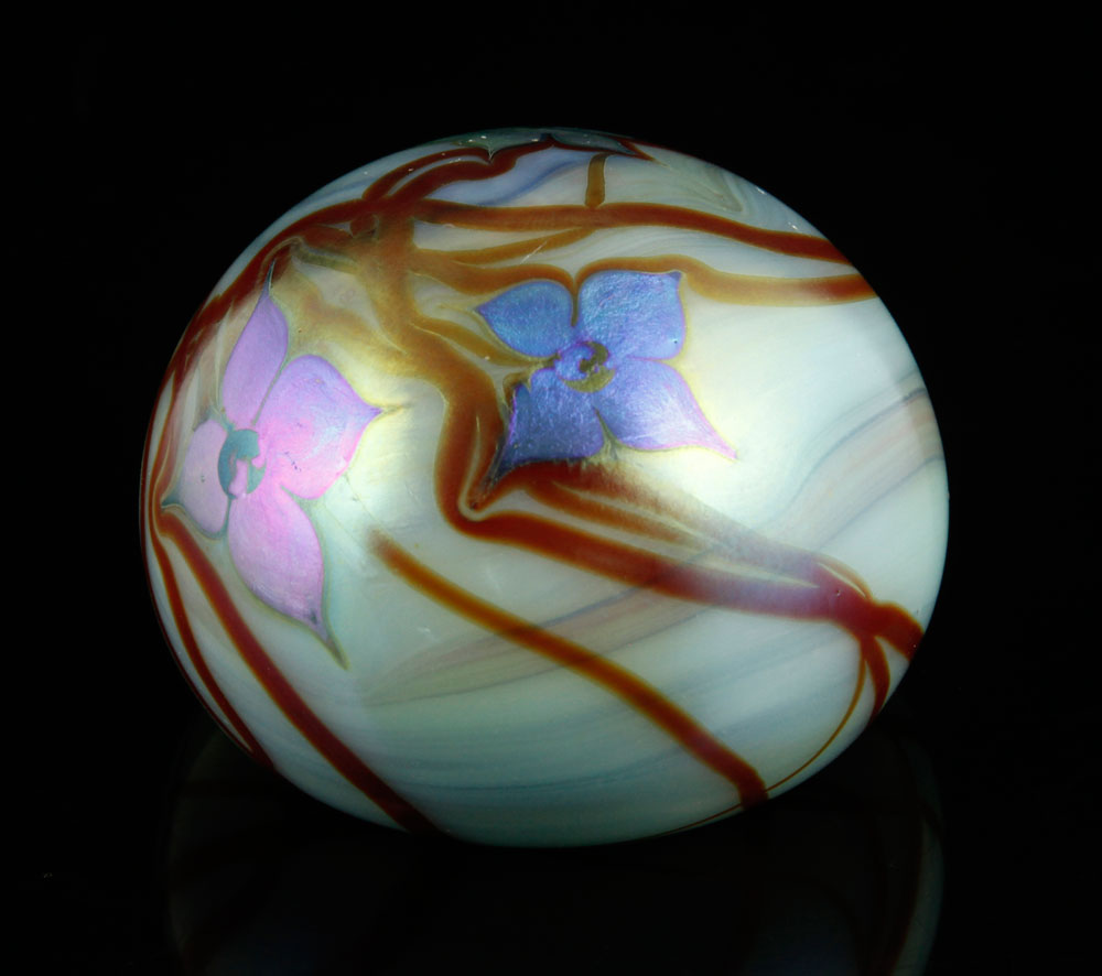 Appraisal: - Orient Flume Paperweight Orient Flume paperweight glass with iridescent