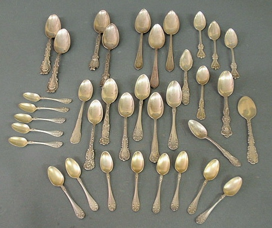 Appraisal: Sterling silver flatware various patterns and makers pieces Largest spoon