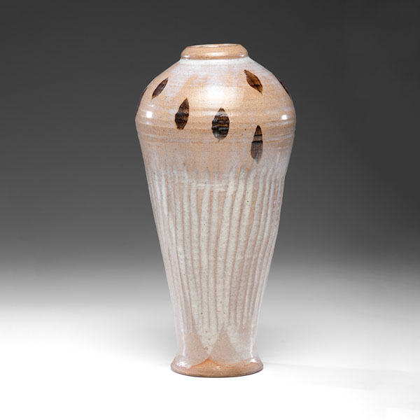 Appraisal: Tall Korean-style Vase Stoneware ht dia in Artist stamp at