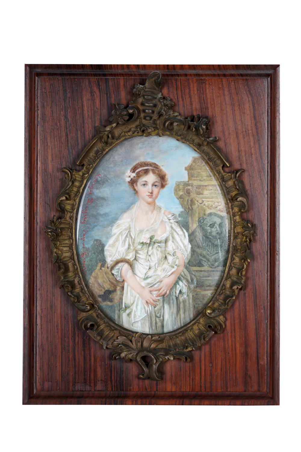 Appraisal: AFTER J B GREUZE FRENCH PAINTED PORCELAIN PLAQUE th century