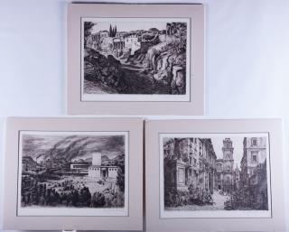 Appraisal: Lino Bianchi Barriviera Etchings Trio Lino Bianchi Barriviera Italian -