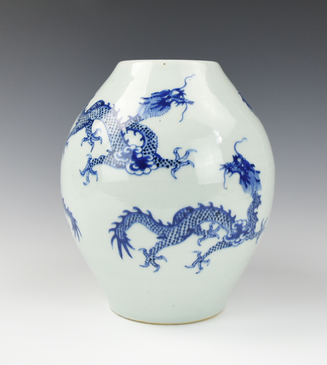 Appraisal: CHINESE BLUE WHITE DRAGON VASE TH C Chinese th C