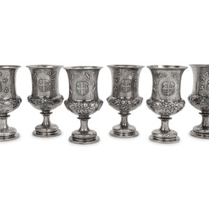 Appraisal: A Set of Six English Silver Wine Goblets Charles Stuart