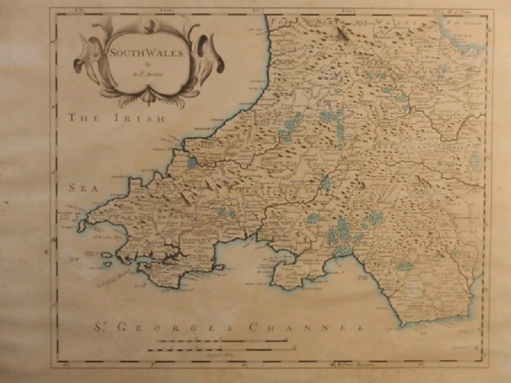 Appraisal: After Robert Morden South Wales hand coloured map cm x