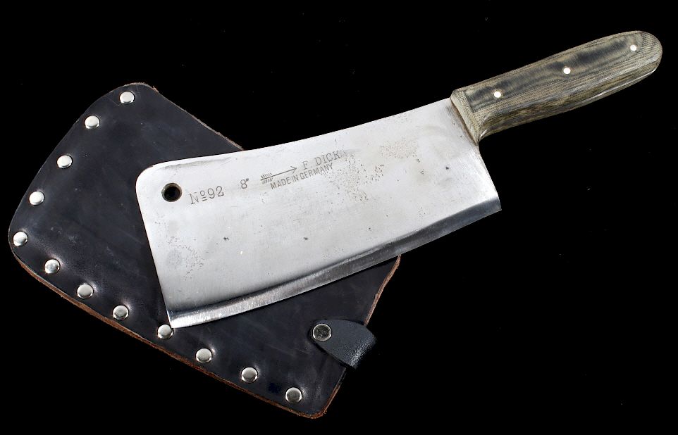 Appraisal: Large F Dick German Butcher Cleaver w Sheath Included in