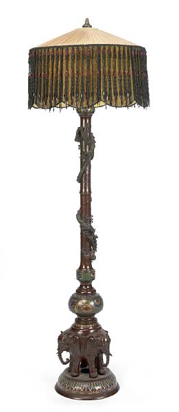 Appraisal: An imposing Japanese bronze and champlev floor lamp first quarter