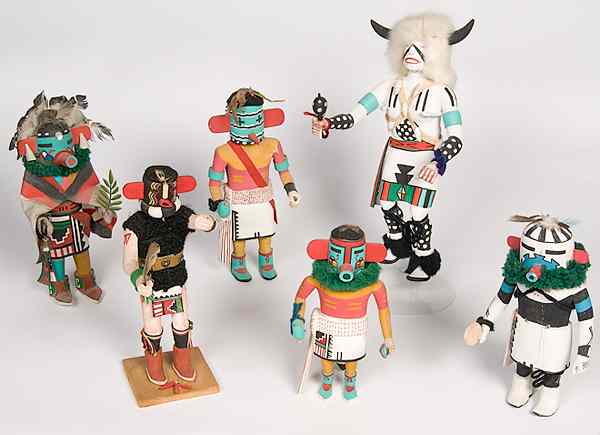 Appraisal: Hopi Katsinas lot of including a White Buffalo dancer Heheya