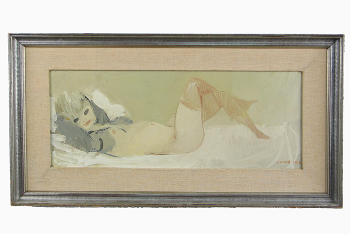 Appraisal: EDOLO MASCI Italian th century Oil on canvas titled Reclining