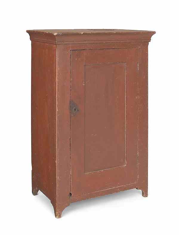 Appraisal: Diminutive Pennsylvania painted pine cupboard ca with a recessed panel