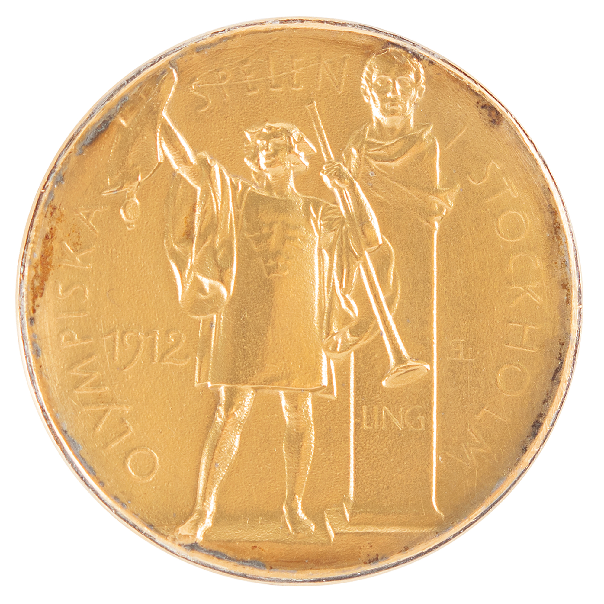 Appraisal: Rare solid gold first-place prize from the Stockholm Olympics our