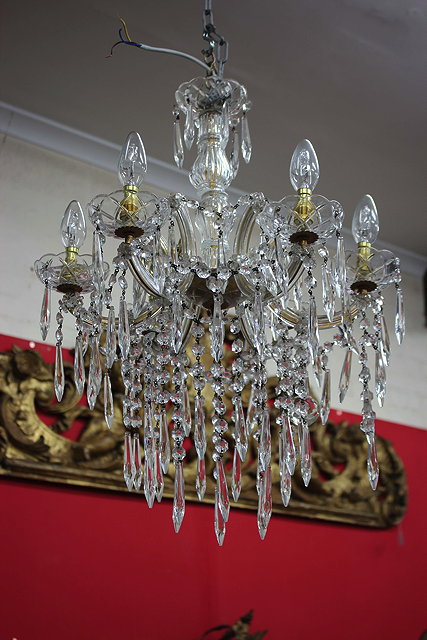 Appraisal: A PAIR OF MODERN GLASS AND GILT METAL SIX BRANCH