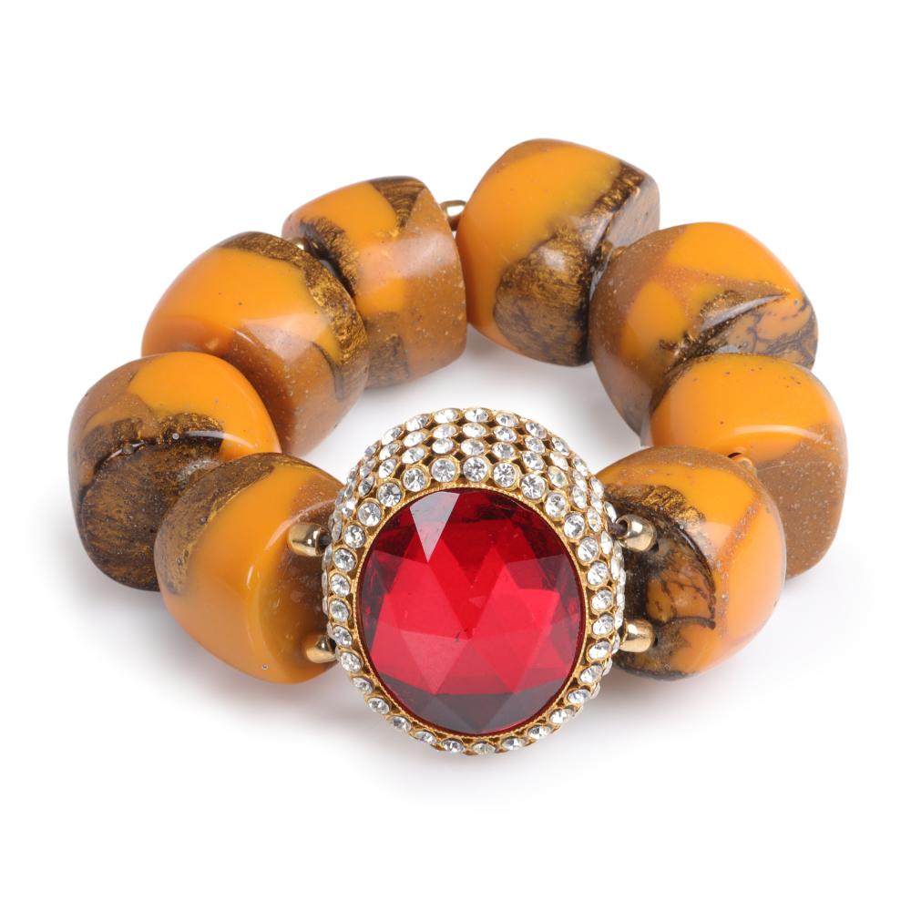 Appraisal: Christian LaCroix Designer chunky stretch bracelet with HUGE faceted red