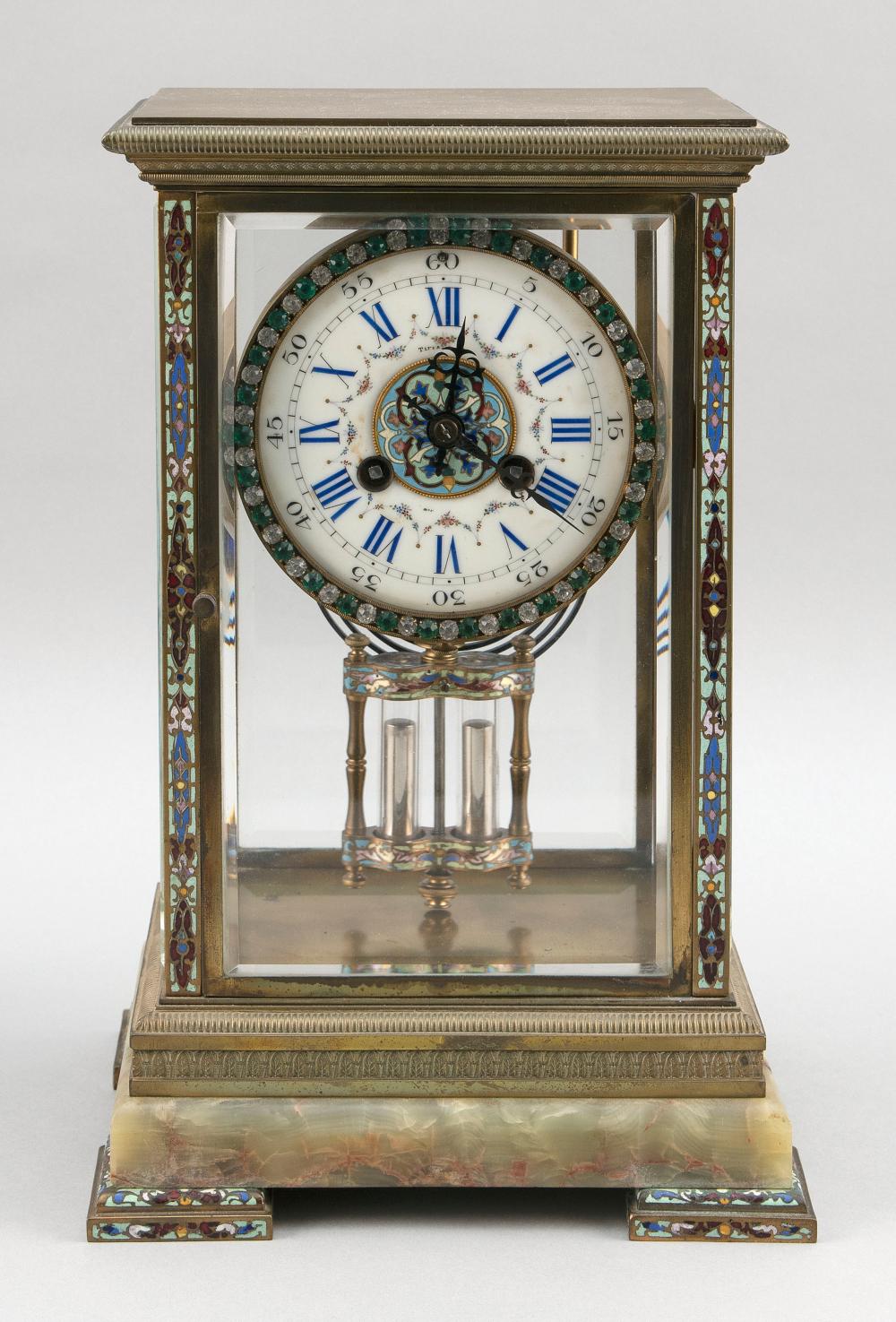 Appraisal: TIFFANY CO ENAMEL REGULATOR CLOCK LATE TH CENTURY HEIGHT WIDTH