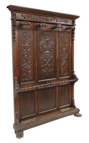 Appraisal: Italian Renaissance Revival walnut hall tree early th c egg-and-dart