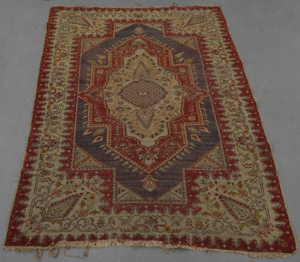 Appraisal: C TURKISH OUSHAK MIDDLE EASTERN CARPET RUG Turkey Circa Central