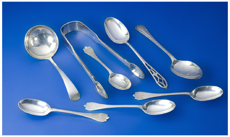 Appraisal: Small Collection Of Silver Flatware Comprising Four Silver Teaspoons London