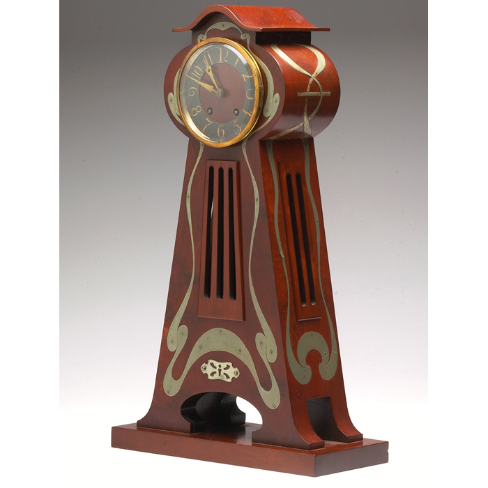 Appraisal: German Arts Crafts clock mahogany