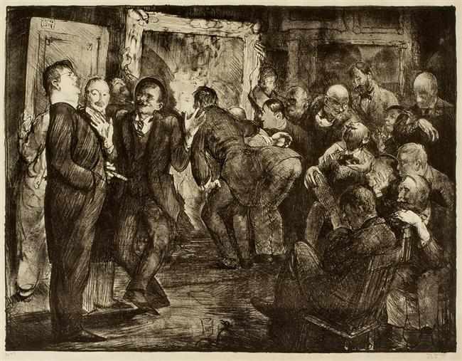 Appraisal: GEORGE BELLOWS American - ''Artists Judging Works of Art'' litthograph