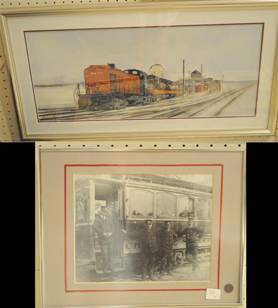 Appraisal: Philip J Chagnon watercolor on paper locomotive coming into New