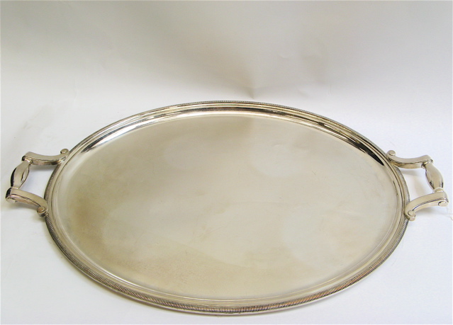 Appraisal: CHRISTOFLE OVAL SILVER PLATED SERVING TRAY double handled having a