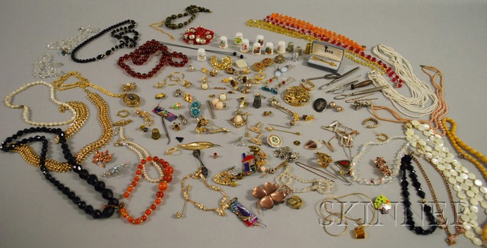 Appraisal: Large Group of Costume Jewelry including beaded necklaces thimbles and