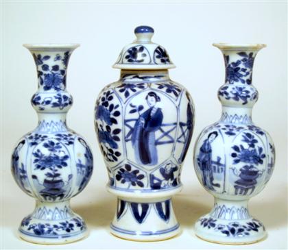 Appraisal: Chinese blue and white porcelain three piece garniture th century