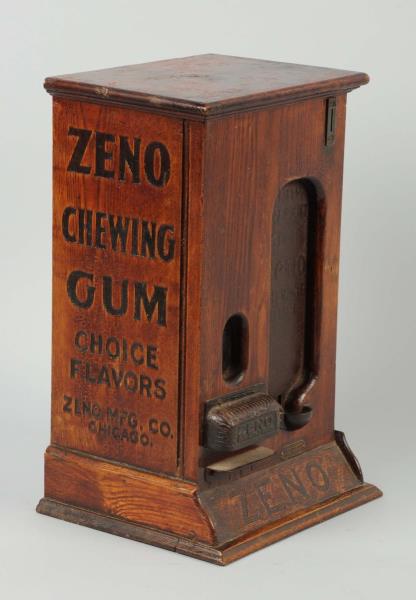 Appraisal: Zeno Chewing Gum Countertop Dispenser This oak machine has a