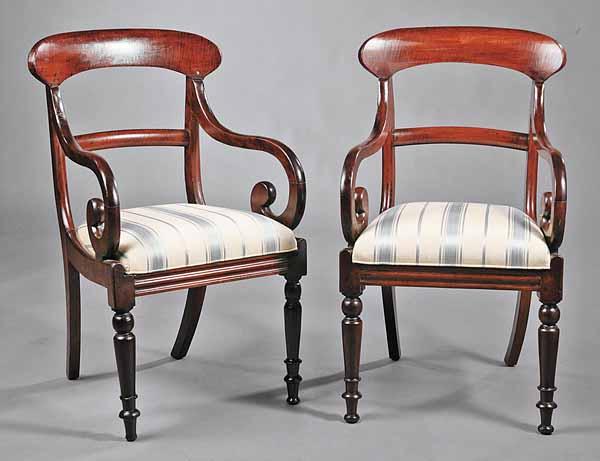 Appraisal: A Pair of William IV Mahogany Armchairs c each with