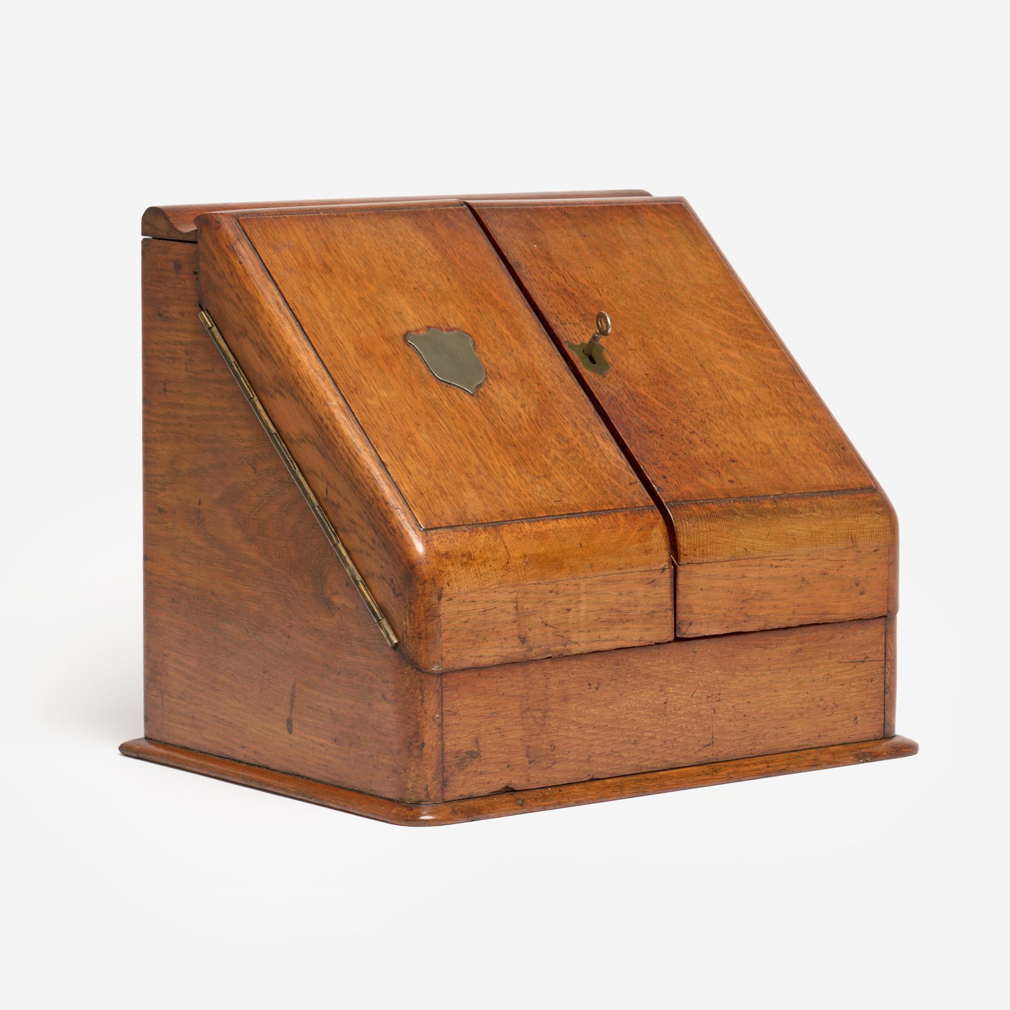 Appraisal: VICTORIAN OAK STATIONERY BOX WITH CALENDAR A late th c