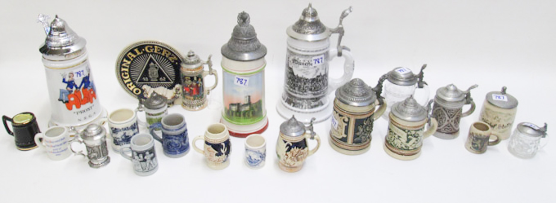 Appraisal: COLLECTION OF TWENTY BEER STEINS three are lithopane type seventeen