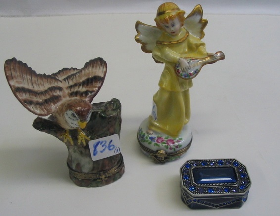 Appraisal: A GROUP OF THREE COLLECTIBLE BOXES One is a figure