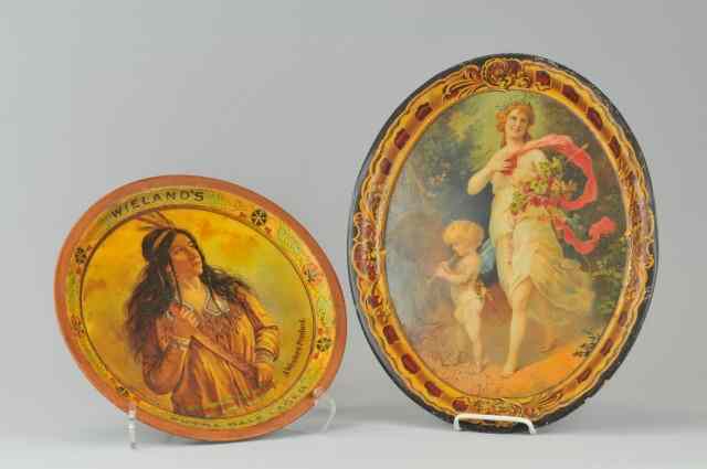 Appraisal: LOT OF TWO LITHO TIN TRAYS Includes Wielands Pale Lager