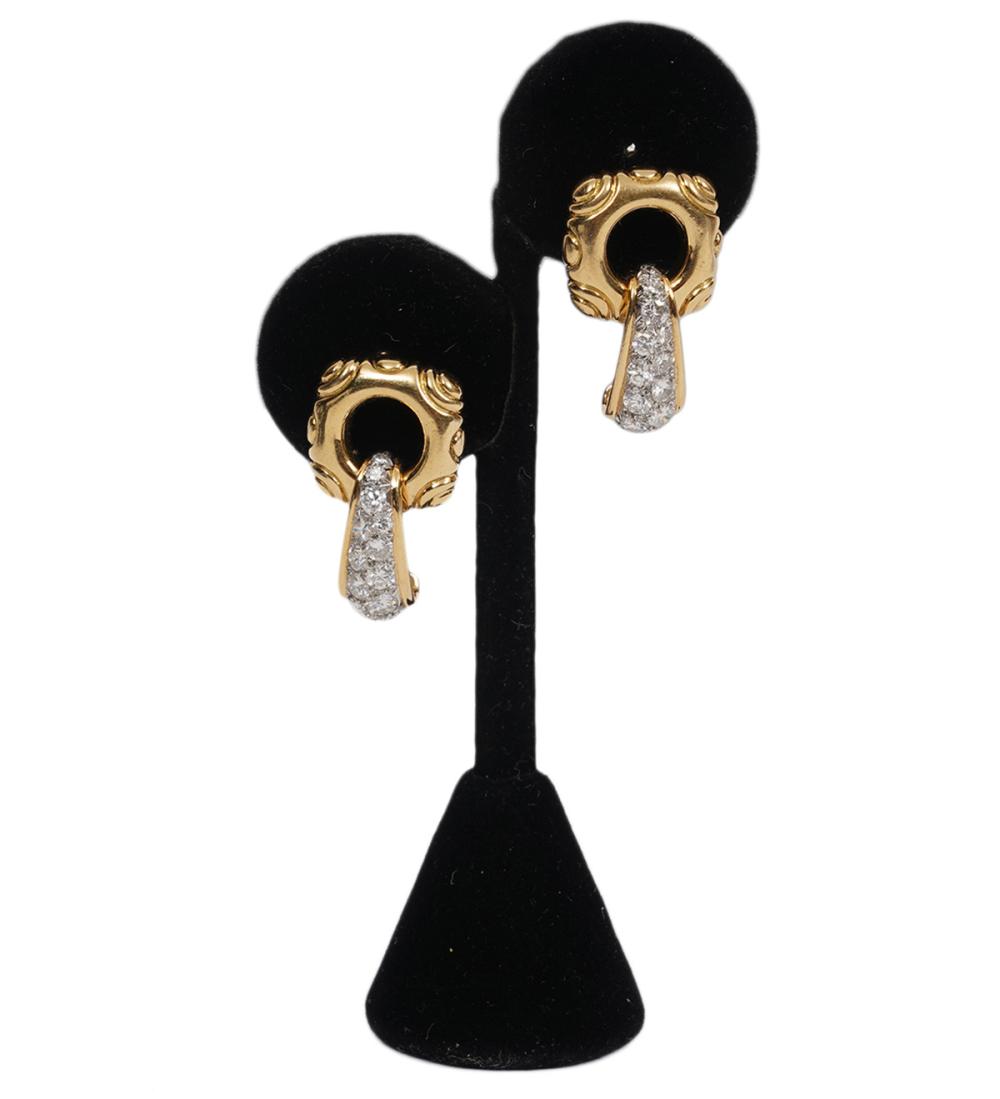 Appraisal: MAUBOUSSIN PARIS K YG DIAMOND EARRINGS K yellow gold and