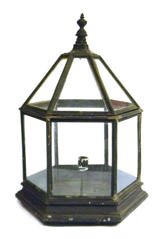 Appraisal: Large hexagonal lantern with peaked top electrified one socket on