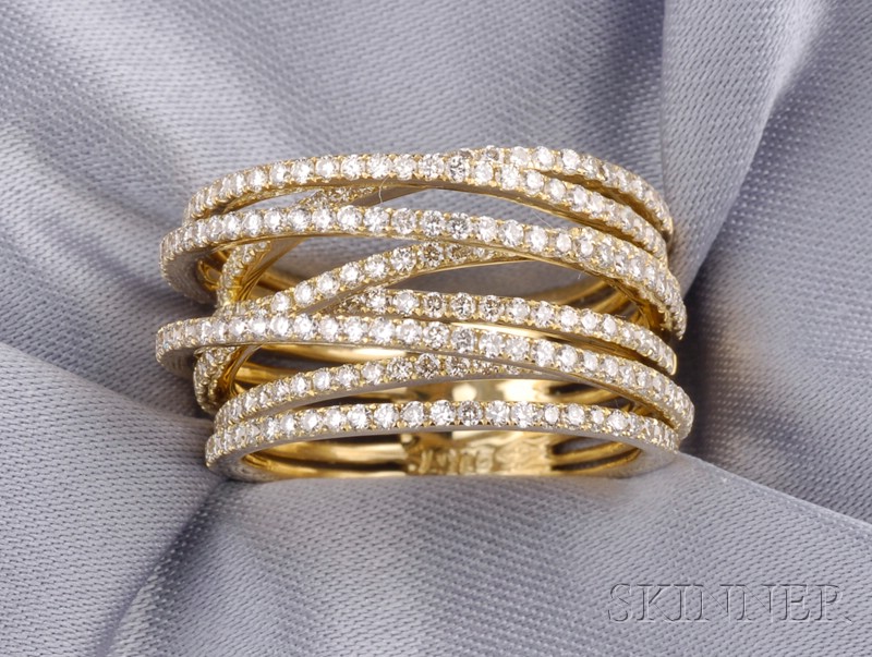 Appraisal: kt Gold and Diamond Ring designed as fused bands pave-set