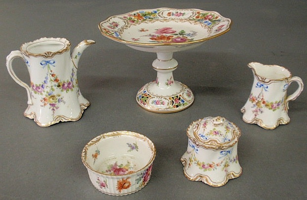 Appraisal: Dresden compote teapot creamer etc - pieces As found