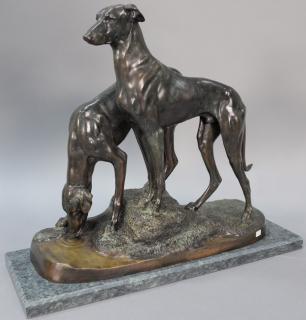 Appraisal: After Jules Edmund Masson French - Two Greyhounds bronze marked