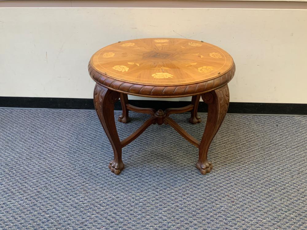 Appraisal: RENAISSANCE REVIVAL CARVED OAK AND MARQUETRY LAMP TABLE HD X