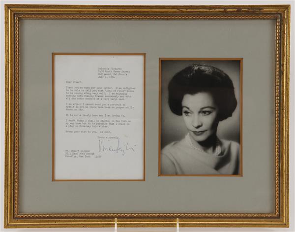 Appraisal: Vivien Leigh Signed Typed Letter with photo x frame