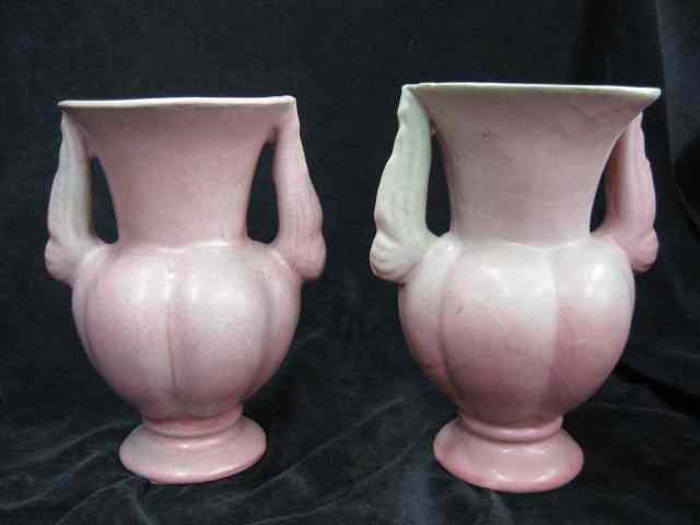 Appraisal: Pair of Niloak Art Pottery Vases burgundy glaze '' excellent