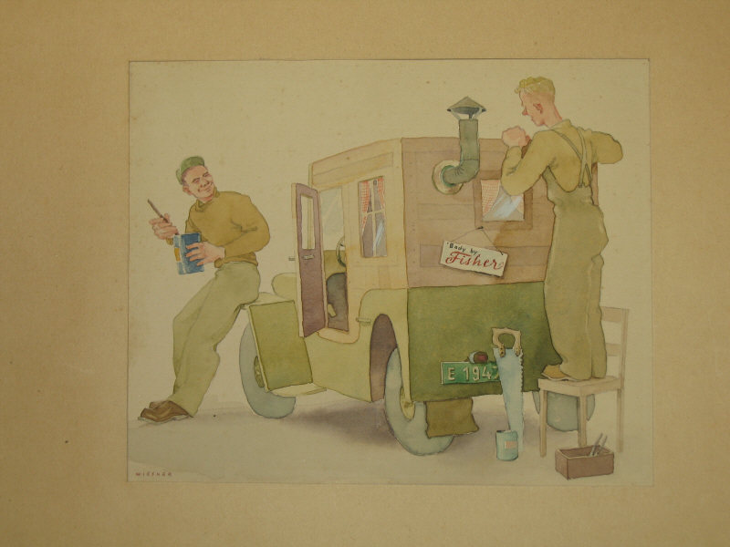 Appraisal: WIESNER TH CENTURY Six World War II scenes watercolors each