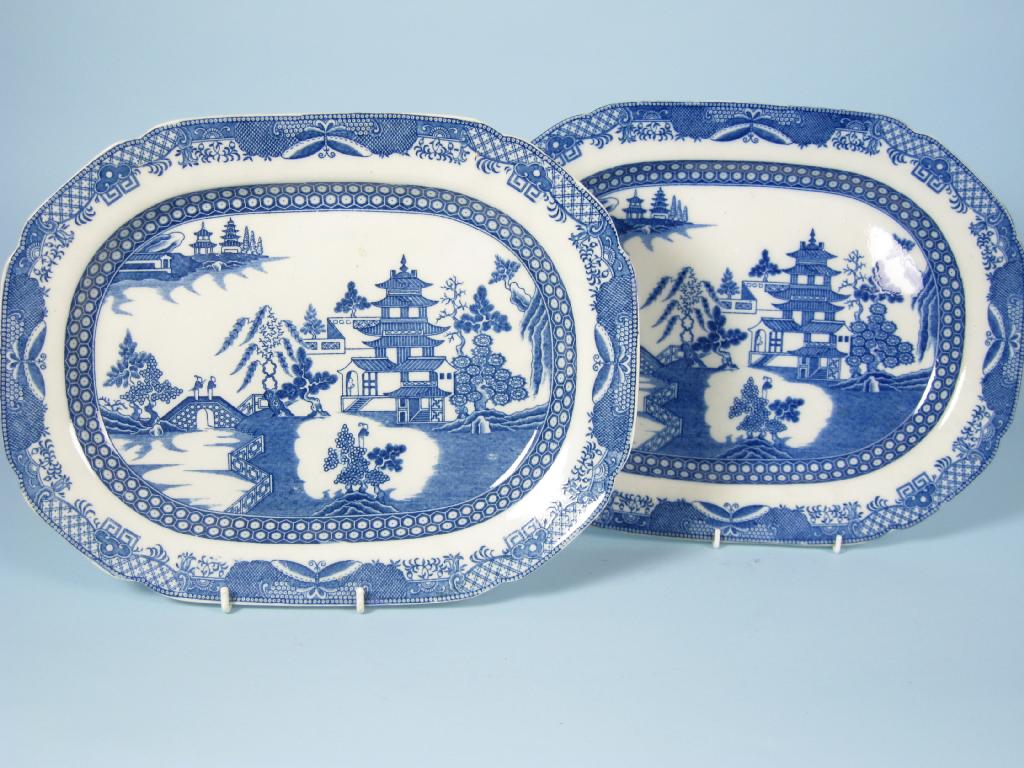 Appraisal: Pair of th Century pearlware blue and white Plates printed