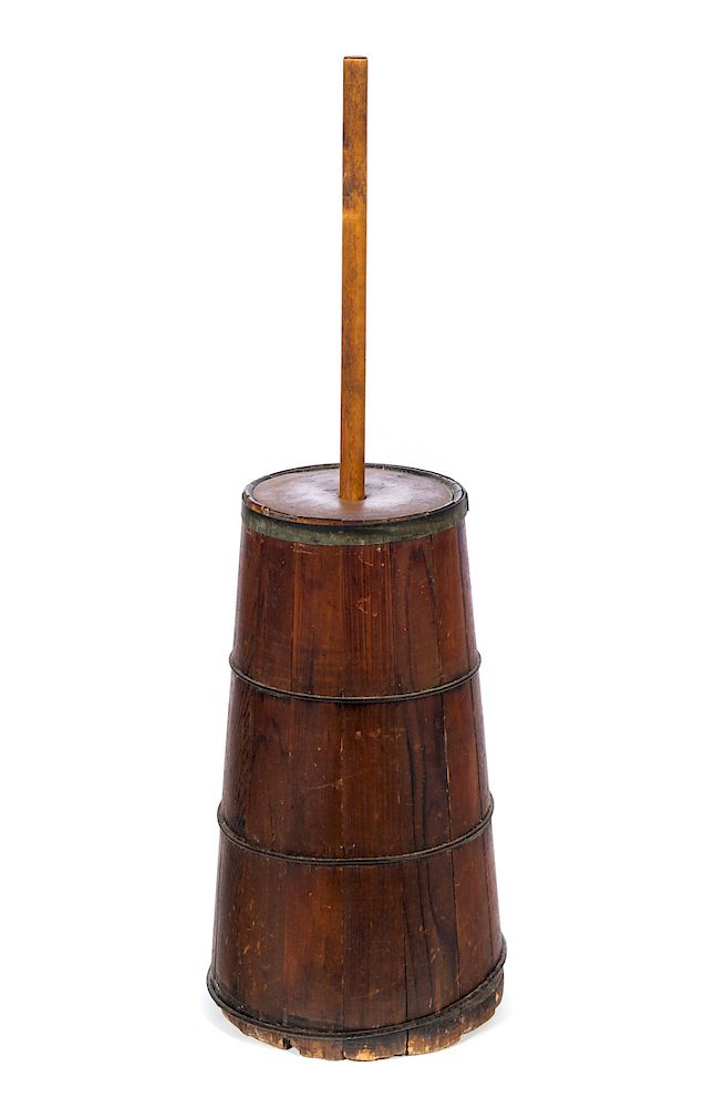 Appraisal: Primitive Wooden Butter Churn Shows appropriate wear Please Email or