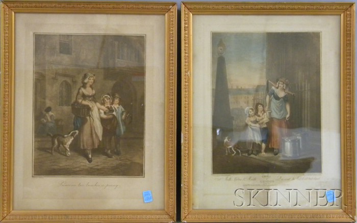 Appraisal: Pair of Framed English Engravings Cries of London Milk below