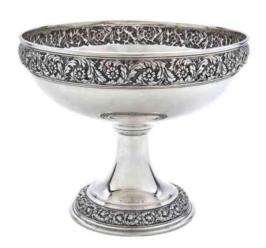 Appraisal: An American Sterling Silver Compote Tiffany Co having repousse floral