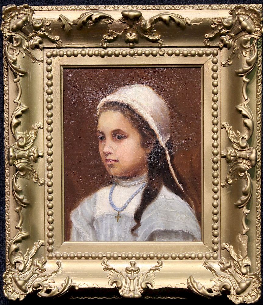 Appraisal: American School th C Portrait of a Young Girl American